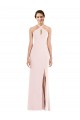 Purcahse  Low Back Sleeveless Halter Neck Trumpet Stretch Crepe Formal Evening Dress UK