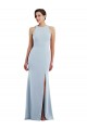 Purcahse  Open Back Light Sky Blue Sleeveless Halter Neck Trumpet Stretch Crepe Formal Evening Dress UK