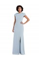 Purcahse  Keyhole Back Cap Sleeves Jewel Neck Trumpet Stretch Crepe Semi Formal Evening Dress UK