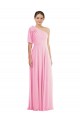 Purcahse  Barely Pink Sleeveless One Shoulder Trumpet Soft Chiffon Semi Formal Evening Dress UK