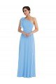 Purcahse  Periwinkle Sleeveless One Shoulder Trumpet Soft Chiffon Semi Formal Evening Dress UK