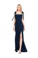 Purcahse  Low Back Sleeveless Spaghetti Straps Trumpet Stretch Crepe Semi Formal Evening Dress UK