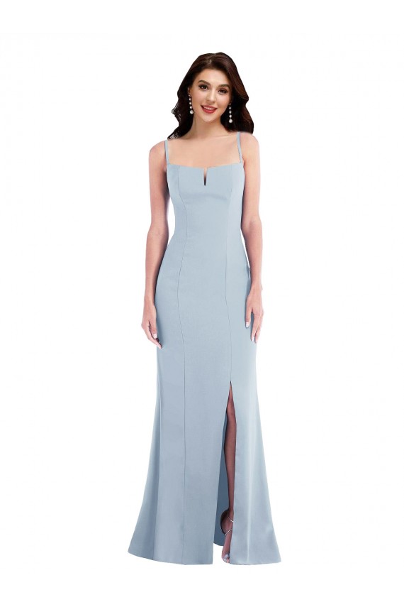 Purcahse  Sleeveless Spaghetti Straps Trumpet Stretch Crepe Formal Evening Dress UK