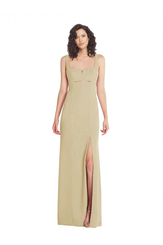 Purcahse  Low Back Sleeveless Square Neck Trumpet Stretch Crepe Formal Evening Dress UK