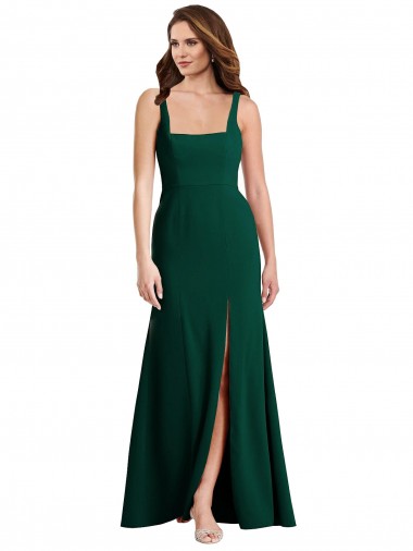 Purcahse  Sleeveless Square Neck Trumpet Stretch Crepe Semi Formal Evening Dress UK