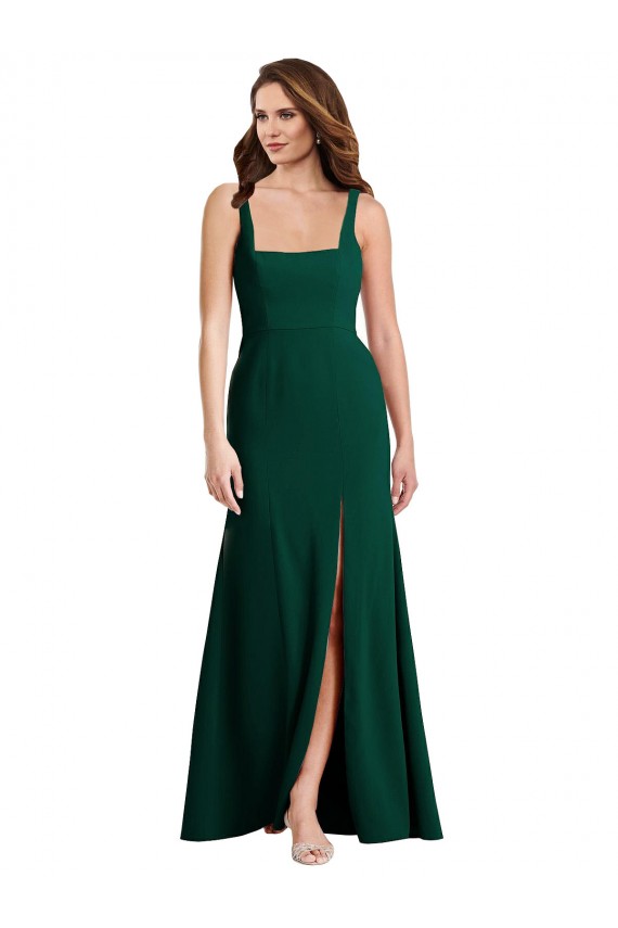 Purcahse  Sleeveless Square Neck Trumpet Stretch Crepe Semi Formal Evening Dress UK