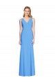 Purcahse  Keyhole Back Peacock Blue Sleeveless V-Neck Trumpet Stretch Crepe Semi Formal Evening Dress UK