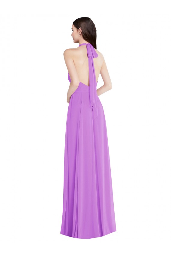 Purcahse  Backless Sleeveless Halter Neck A-Line Soft Chiffon Formal Evening Dress UK