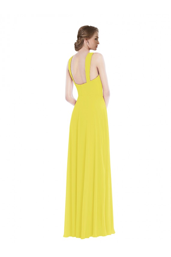 Purcahse  Yellow Sleeveless Spaghetti Straps A-Line Soft Chiffon Semi Formal Evening Dress UK